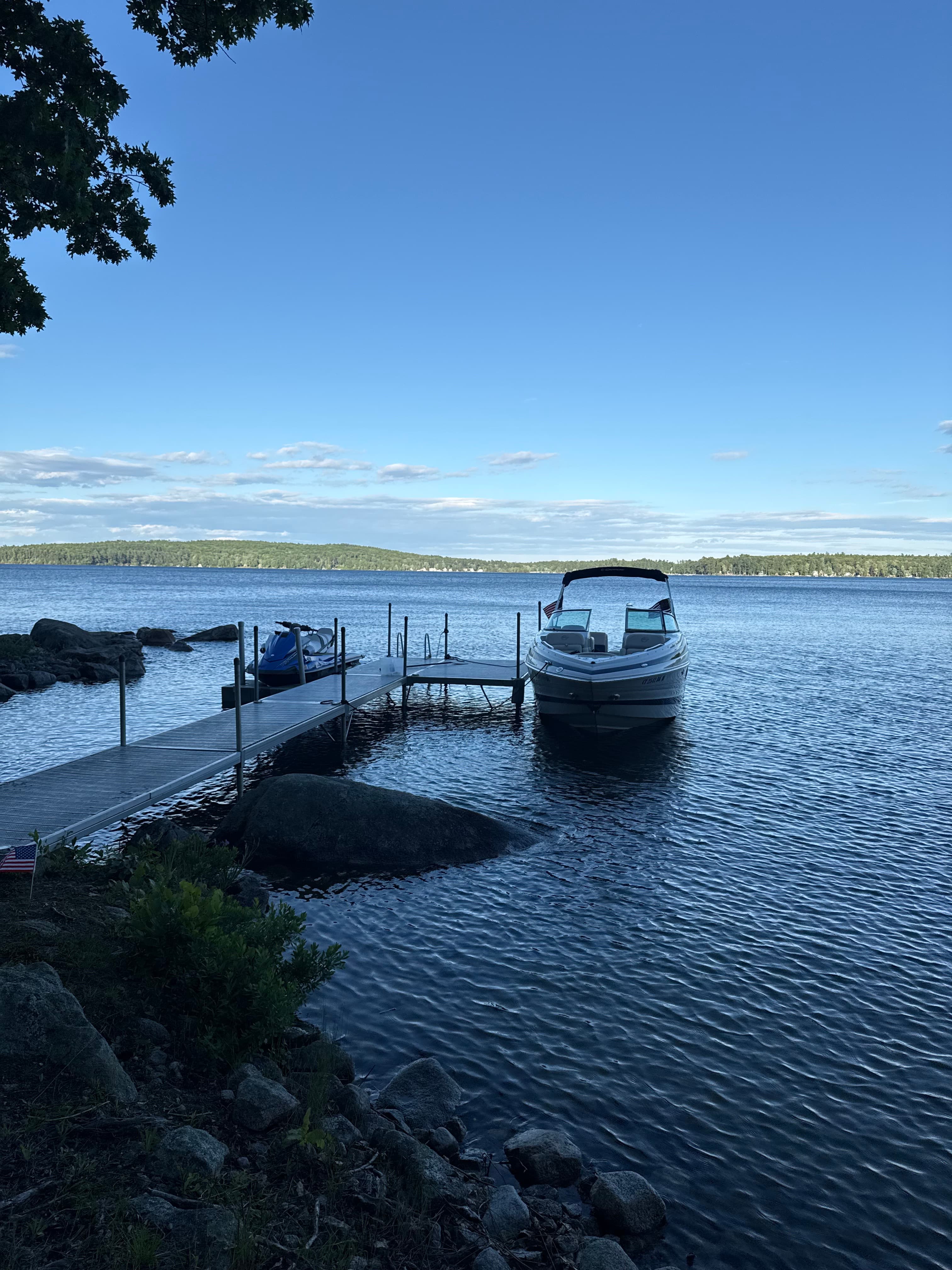Chris's boat on Sebago Lake
